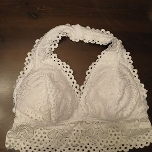 Aeropostale Sexy White Lace Halter Bralette